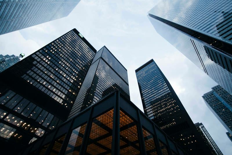 Corporate skyscrapers reflecting corporate governance and M&A advisory